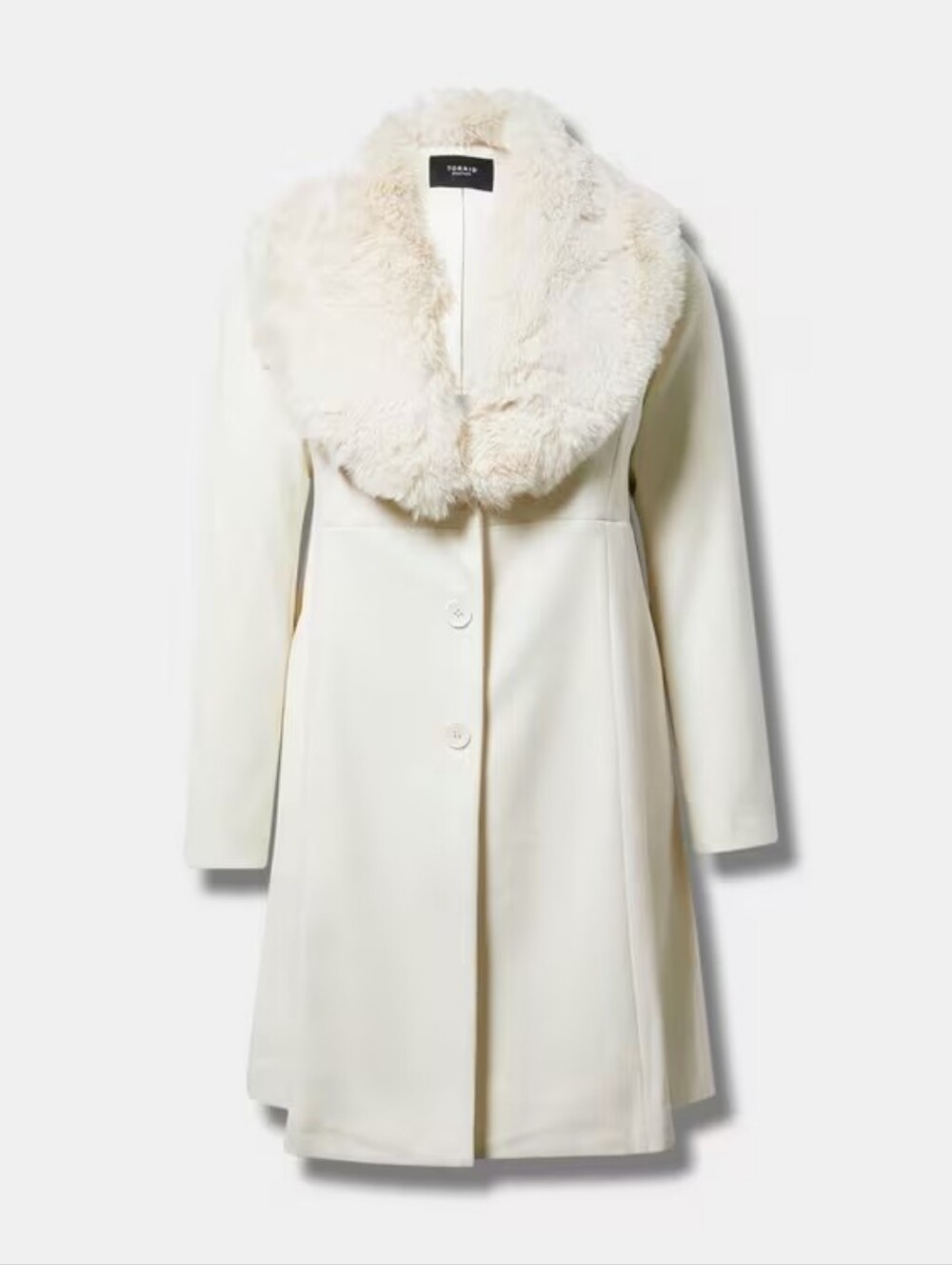 Torrid Cream Faux Fur Collar Coat